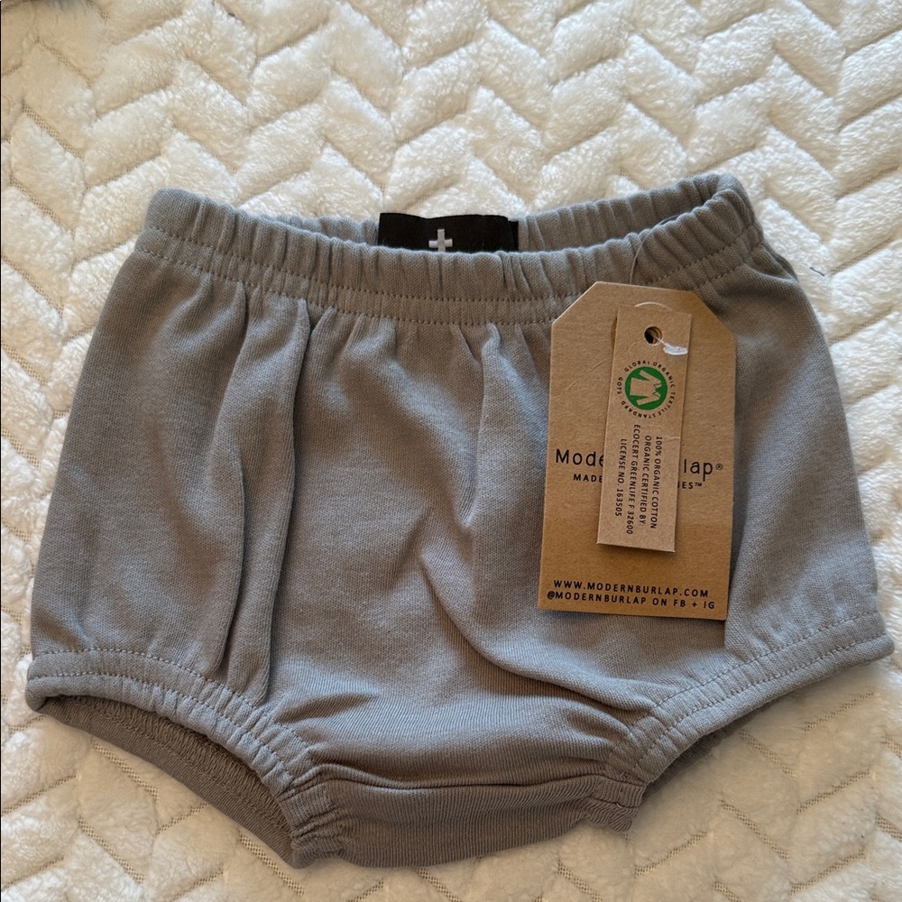 Modern burlap Gray Kids Bloomers 3-6 M 100% organic cotton